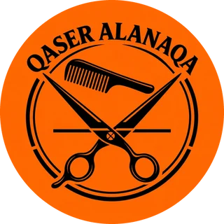 Qaser Alanaqa logo: crossed scissors and a comb